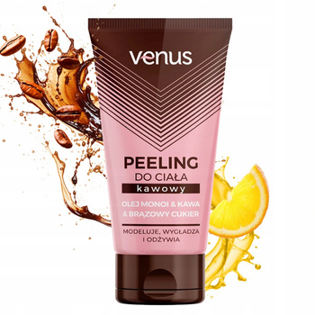 Venus Kawowy Wygładzający Peeling Do Ciała Olej Manoi Cukier Brązowy 150ml