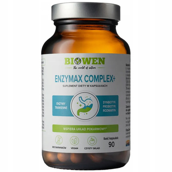 Biowen Enzymax Complex Enzymy Trawienne Błonnik Suplement Diety 90 Kapsułek