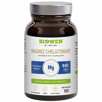 Biowen Magnez Chelatowany Diglicynian Suplement Diety Mięśnie 100 Kapsułek