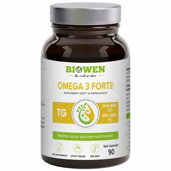 Biowen Omega 3 Forte 500mg DHA 1000mg EPA Odporność Serce Mózg 90 Kapsułek
