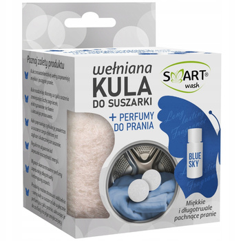 Smart Wash Wełniana Kula Do Suszarki + Perfumy Do Prania Blue Sky 20ml