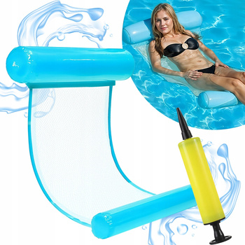 Materac Dmuchany z Siatką Pływające Łóżko Na Wodę Hamak + Pompka 118x75 cm