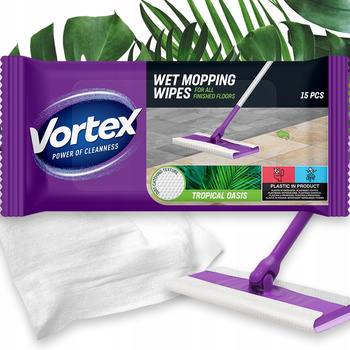 Vortex Mokre Chusteczki Do Mycia Pod艂ogi Na Mopa Tropical Oasis 15 Sztuk