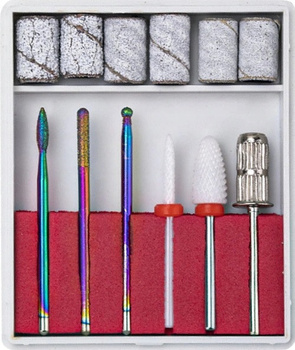 Zestaw Frezy Diamentowe + Kapturki Rainbow 12 Szt.