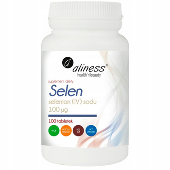Aliness Selen Selenian (IV) Sodu 100 mcg Suplement Diety Włosy 100 Tabletek