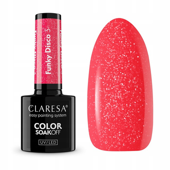 Claresa Lakier Hybrydowy z Drobinkami Funky Disco 3 Coral Twist Koralowy 5g