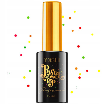 Yoshi Party Top Do Paznokci Hybrydowy No Wipe z Kolorowymi Drobinkami 10ml