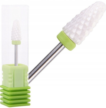 Frez Ceramiczny Stożek Flame C Mocny Zielony Hybryda Żel Akryl Manicure