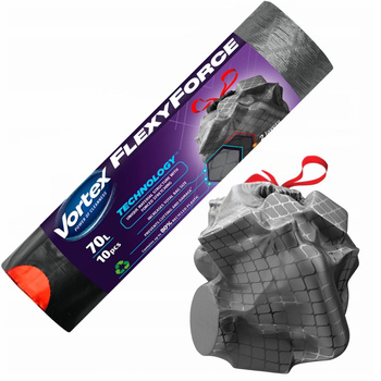 Vortex Flexy Worki Na Śmieci z Taśmą Ściągającą Mocne 70L 10 Sztuk