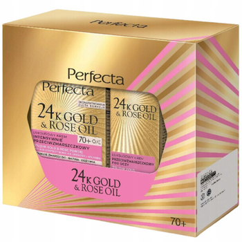 Perfecta 24k Gold Rose Oil Zestaw Kosmetyków Krem Do Twarzy i Pod Oczy 70+