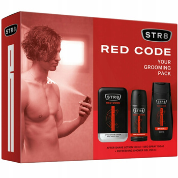 STR8 Red Code Zestaw Prezentowy z Kosmetykami Dla Mężczyzn ASL + Deo + Żel