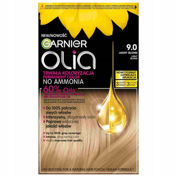 Garnier Olia Trwała Farba Do Włosów Bez Amoniaku z Olejkami 9.0 Jasny Blond