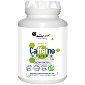 Aliness Caffeine 200mg Guarana Suplement Diety Kofeina Energia 100 Kapsułek