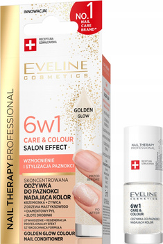 Eveline Nail Therapy 6w1 Odżywka Do Paznokci Golden Glow z Drobinką