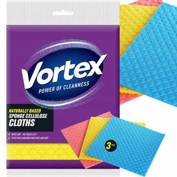 Vortex Sponge Cloths Gąbczaste Ściereczki Chłonne Kuchnia Łazienka 3 Sztuki