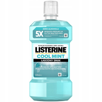 Listerine Płyn Do Płukania Jamy Ustnej Cool Mint Łagodny Bez Alkoholu 500ml