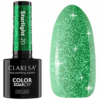 Claresa Lakier Hybrydowy Do Paznokci Zielony z Drobinkami Starlight 20 5g
