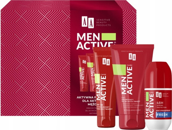 AA Zestaw Prezentowy Men Active 3 Kosmetyki Kulka Krem 50ml Peeling 150ml