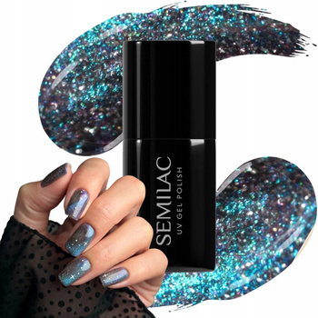 Semilac Lakier Hybrydowy Do Paznokci Grey Holo 828 Kolorowy Turkusowy 7ml