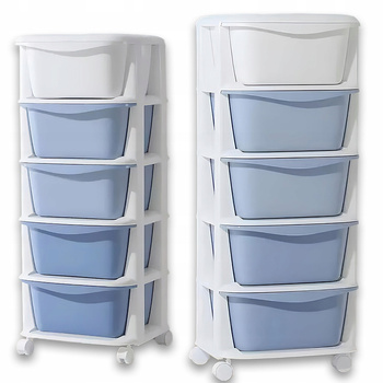 CoolSttaff Organizer Plastikowy Duży Regał Pojemnik Na Zabawki NIEBIESKI 5 Szuflad ORG103