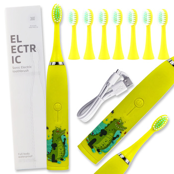 Szczoteczka Soniczna Elektryczna Do Mycia Zębów Dla Dzieci + 8 Koncówek