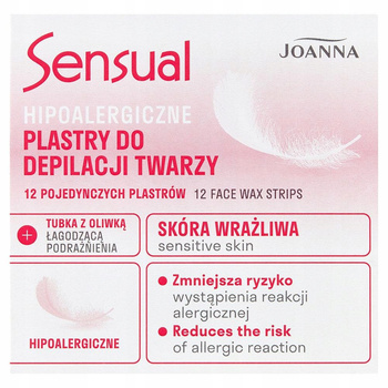 Joanna Sensual Hipoalergiczne Plastry Do Depilacji Twarzy 12 szt + Oliwka
