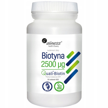 Aliness Biotyna 2500mcg Suplement Diety Włosy Skóra Paznokcie 120 Kapsułek