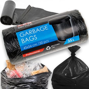 PRO Service Worki Na Śmieci Mocne Czarne Uniwersalne LDPE 35L 50 Sztuk