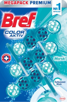 Bref Color Active Morska Świeżość Kulki Barwiące WC x 3 Przywieszki Do Toalety