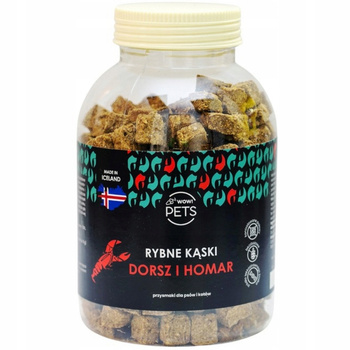 Wow Pets Przysmaki Dla Psa Kota Zdrowe Smaczki Rybne Kąski Dorsz Homar 400g