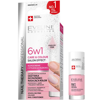 Eveline Nail Therapy 6w1 Wzmacniająca Odżywka Do Paznokci Róż Sparkling 5ml