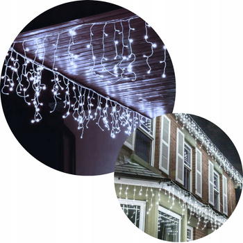 Lampki Sople Białe Choinkowe Świąteczne Zewnętrzne Zimne 300 Led