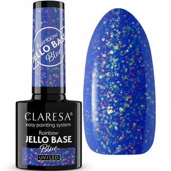 Claresa Rainbow Jello Baza 2w1 Lakier Hybrydowy Drobinki Blue Niebieski 5g