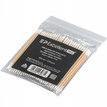 Excellent PRO Dwustronne Mikro Patyczki Do Manicure Drewniane 7cm 100 Sztuk