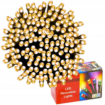 Lampki Świąteczne Światełka Choinkowe LED Ciepłe Zewnątrzne 300 Sztuk