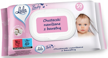 Lula Baby Chusteczki Nawilżane Bawełna Pop Up Click Top 50 Sztuk