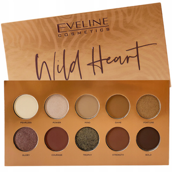 Eveline Wild Heart 10 Cieni Do Powiek Złote Brązowe Beżowe Mix Wykończeń