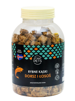 Wow! Pets Rybne Kąski Przysmak Dla Psów i Kotów Dorsz/Łosoś  400g