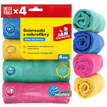 Jan Niezbędny Mikrofibra Ściereczki Uniwersalne Chłonne Bez Smug 4 Sztuki
