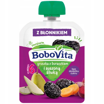 Bobovita Deser Mus Owocowy Dla Dzieci Gruszka Buraczek Suszona Śliwka 80g