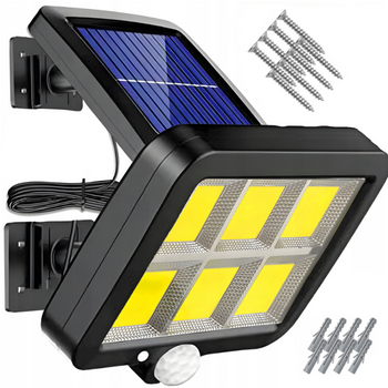 CoolStaff Lampa Solarna Halogenowa Czujnik Ruchu 100 LED + Pilot + Zestaw Montażowy