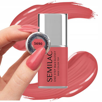 Semilac One Step 3w1 Lakier Hybrydowy Baza Top Koralowy S595 Coral Pink 7ml