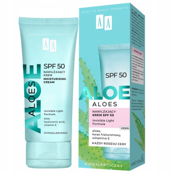 AA Aloes Nawilżający Krem Do Twarzy Ochronny z SPF 50 Wit E Na Dzień 40ml
