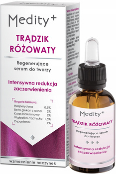 Medity+ Trądzik Różowaty Regenerujące Serum Redukcja Zaczerwienienia 30ml