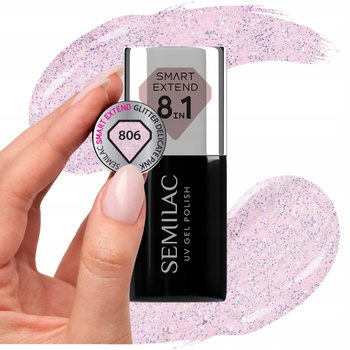 Semilac Smart Extend 8w1 Lakier Hybrydowy Baza Top 806 Glitter Delicate 7ml