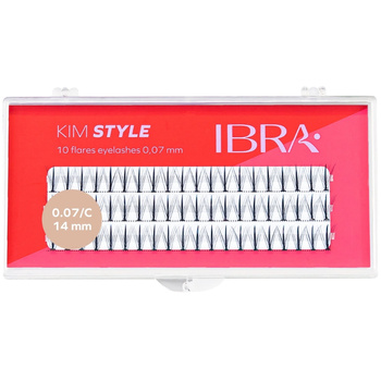Ibra Kim Style Sztuczne Rzęsy Kępki Bez Pętelek Skręt C 14mm Zestaw 60 szt