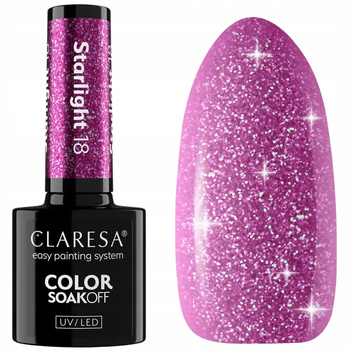 Claresa Lakier Hybrydowy Do Paznokci Fioletowy z Drobinkami Starlight 18 5g