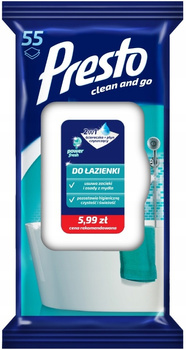 Presto Nawilżane Ściereczki Do Łazienki 55 Sztuk