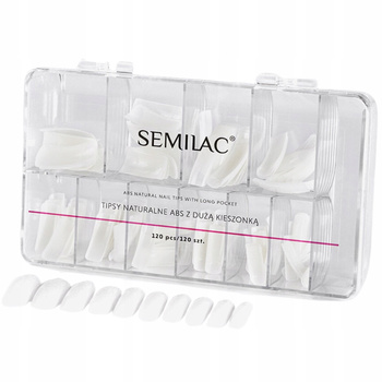 Semilac Naturalne Tipsy Mleczne ABS z Du偶膮 Kieszonk膮 Kwadratowe 120 sztuk