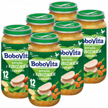 Bobovita Obiadek Potrawka z Kurczakiem Szpinakiem Po 12 Miesiącu 250g x 6